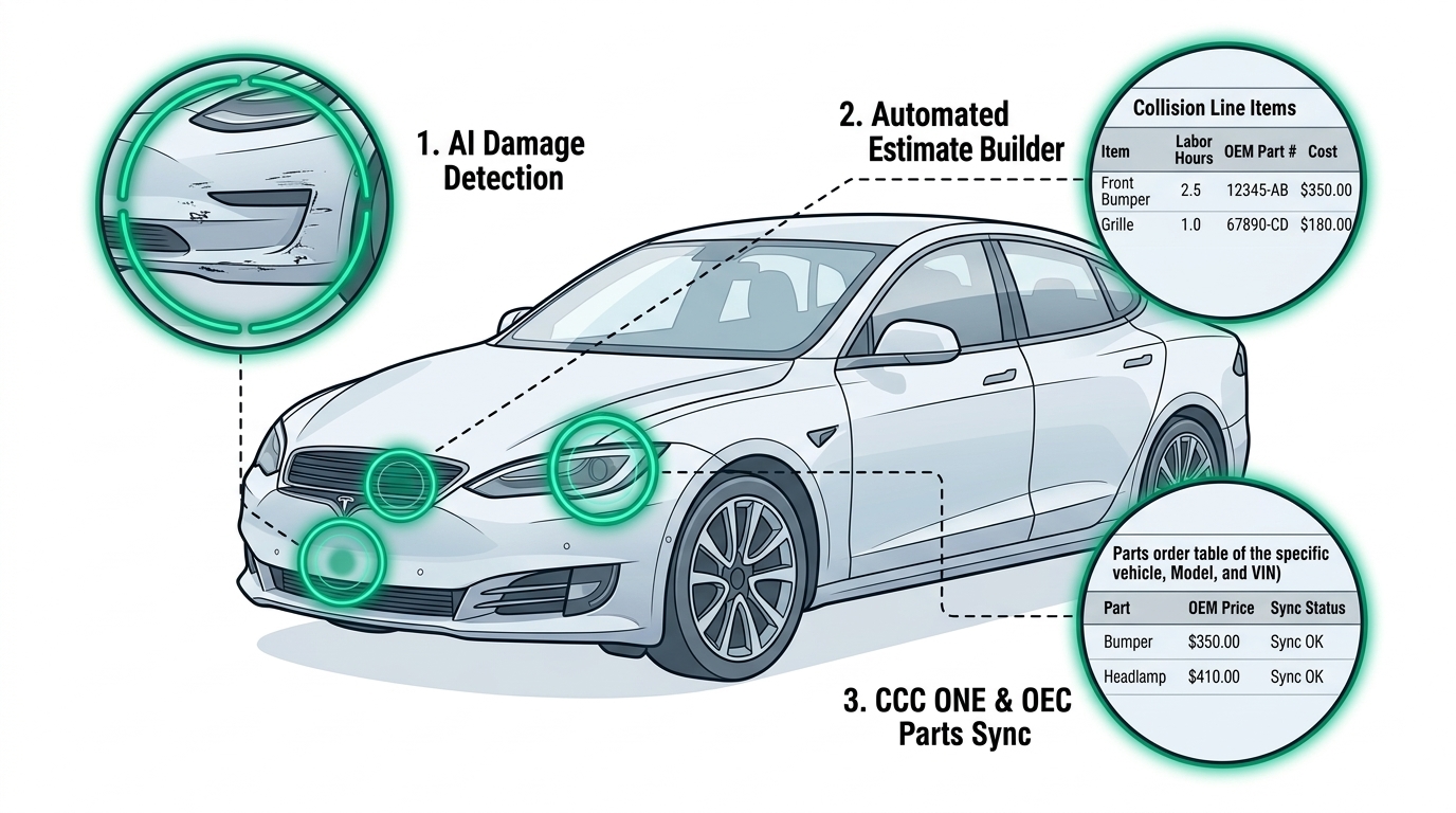 TechLogic AI Collision Estimating and OCR Ingestion Illustration